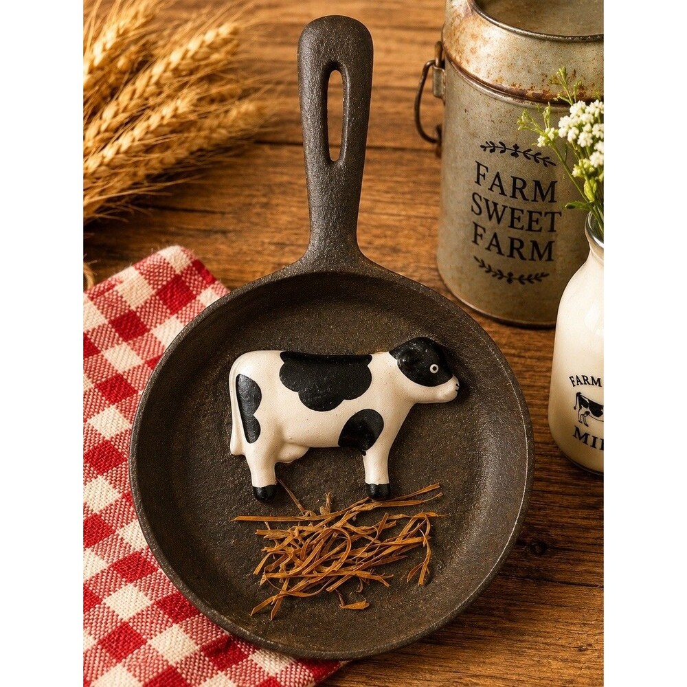 Vtg Cast Iron Cow Frying Pan Wall Decor Trippies 1987 Taiwan Farmhouse Rustic